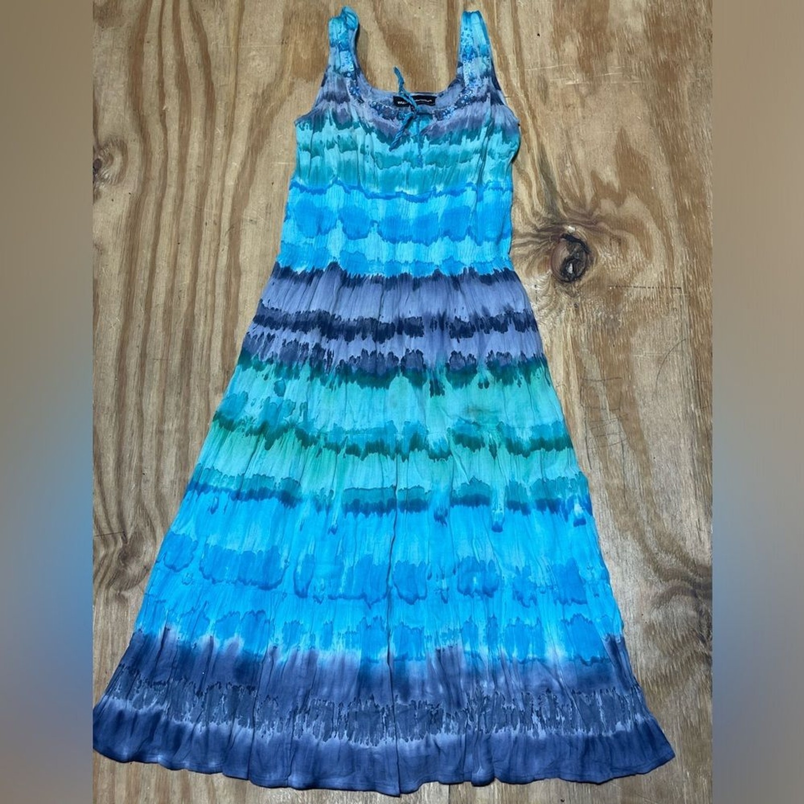 Mile Gabrielle multi color tie dye maxi dresss sleeveless cotton blue @A5 //