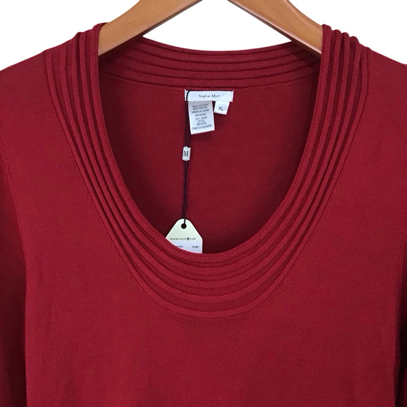 Sophie Max Ruby Red Sweater Dress XL Cotton Blend Long Sleeve