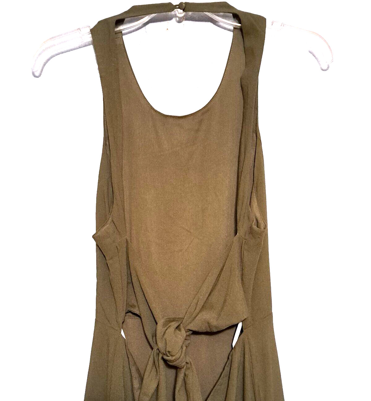 Lulus Womens Dress L Confident Aesthetic Olive Green Backless Tie Back Midi Boho