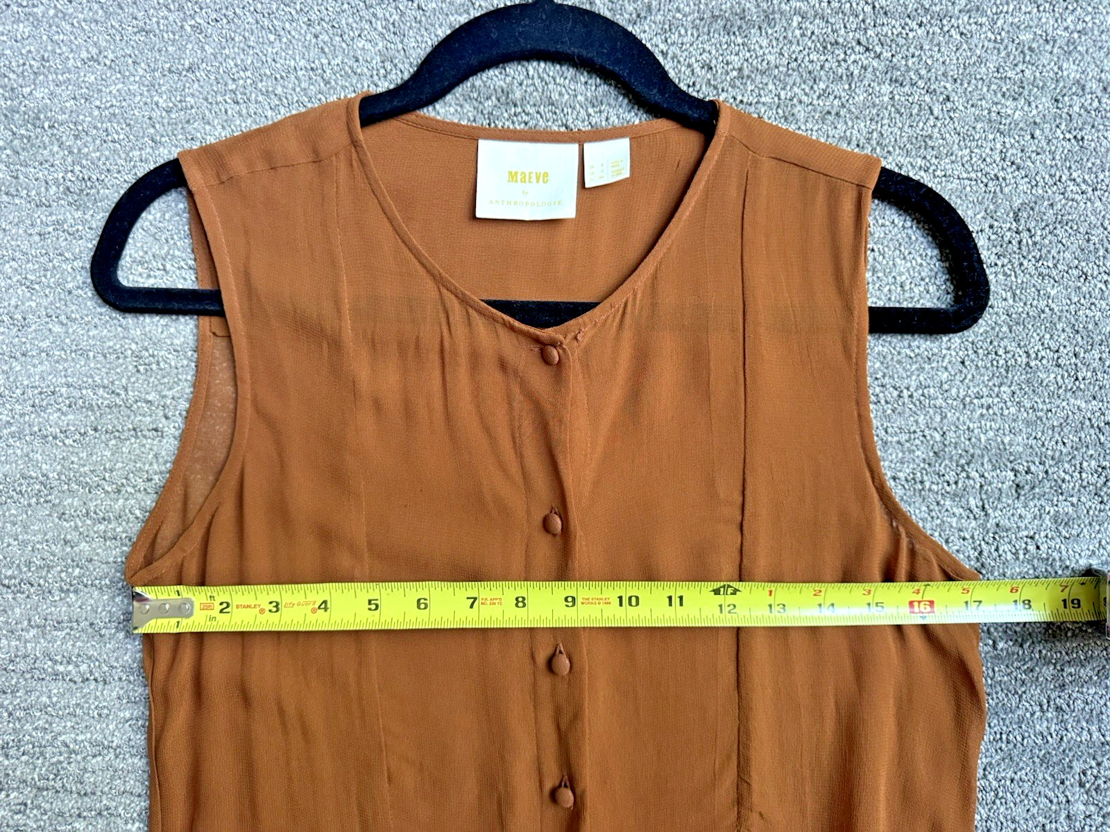 Maeve Meriwether Anthro Sheer Button Front Overlay Tunic Midi Dress Brown 2