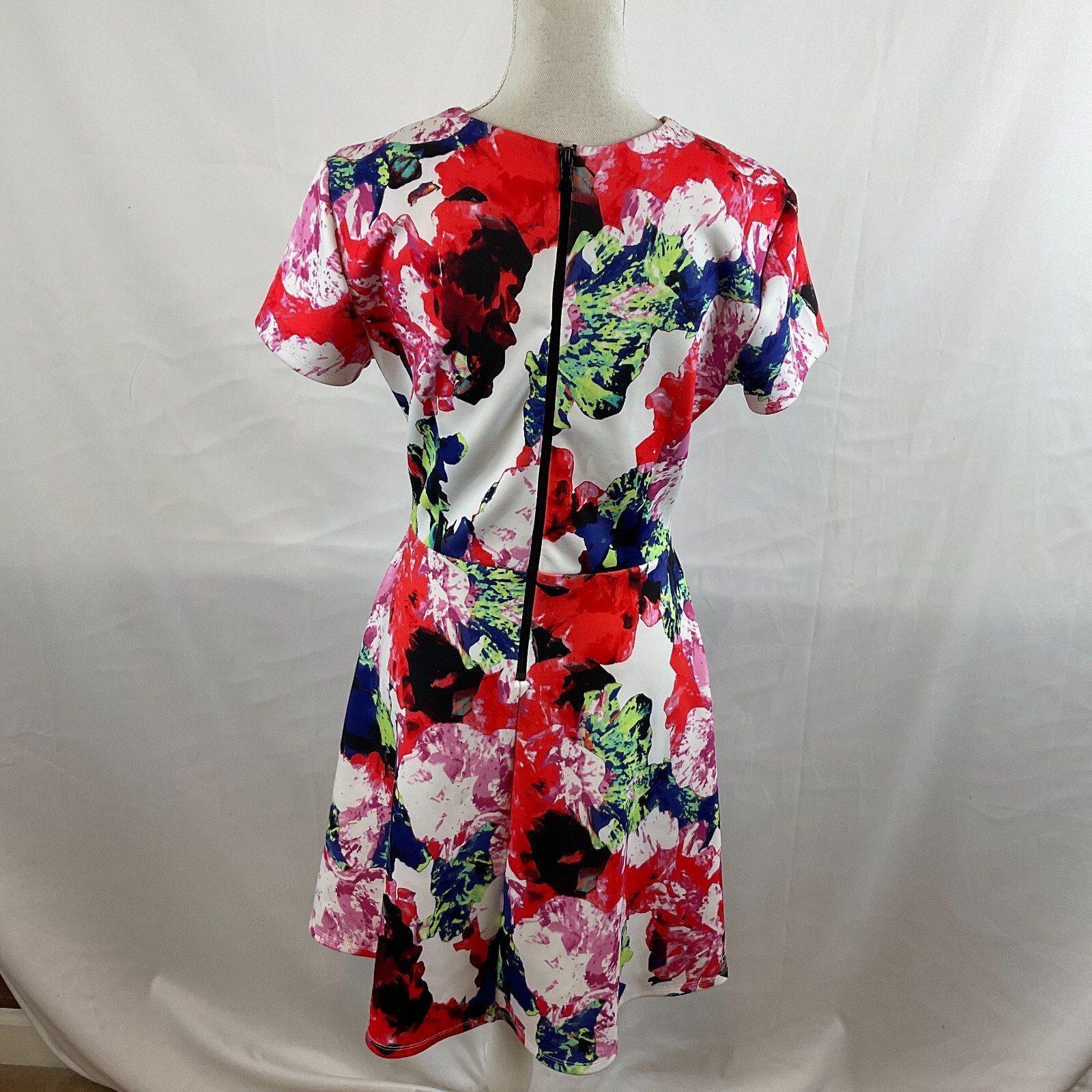 Milly Design Nation Dress A-Line 10 White Red Purple Blue Green Abstract