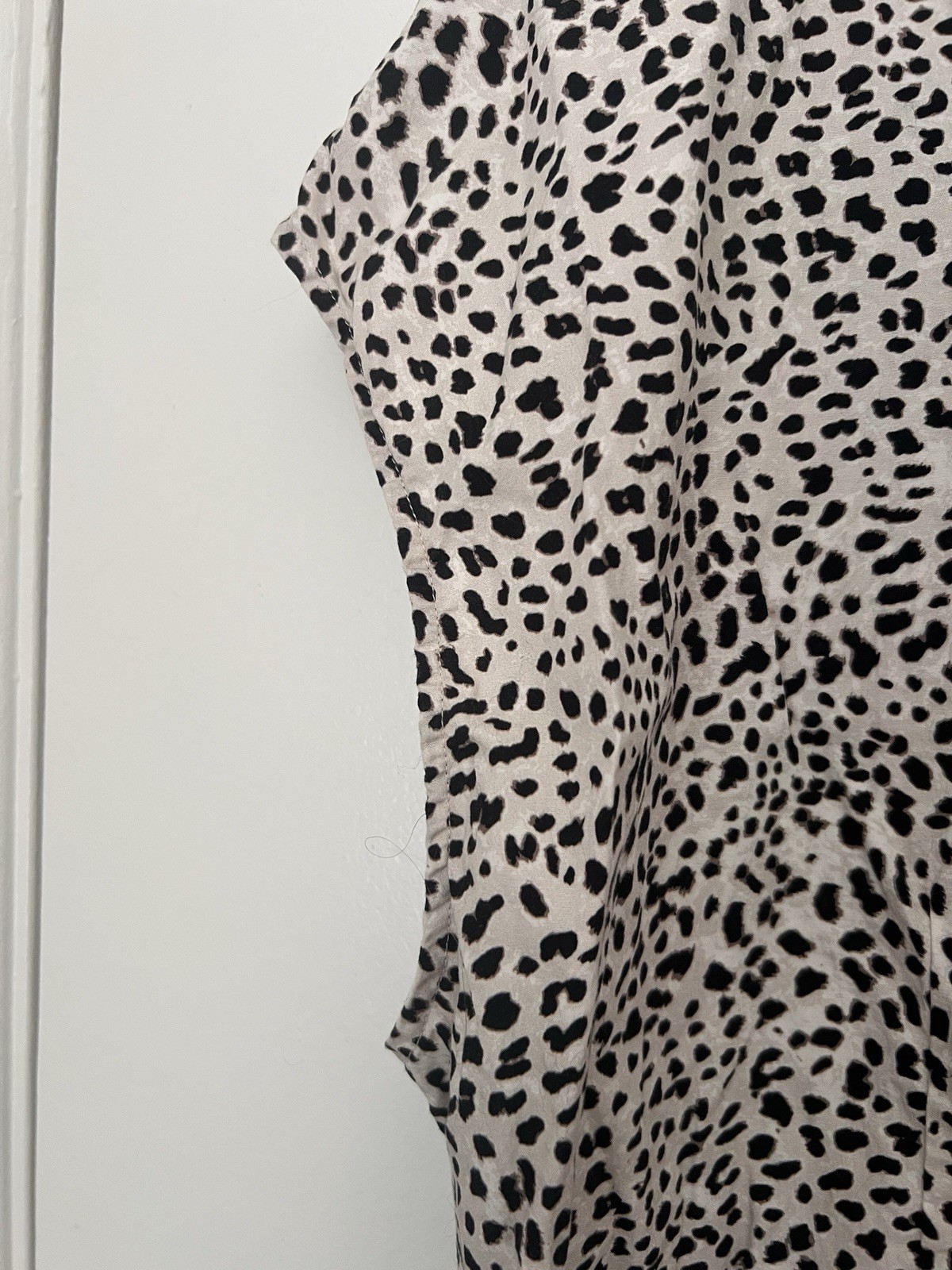 H&M Animal Print Black White A-Line Dress Cap Sleeve Round Neck Short XL