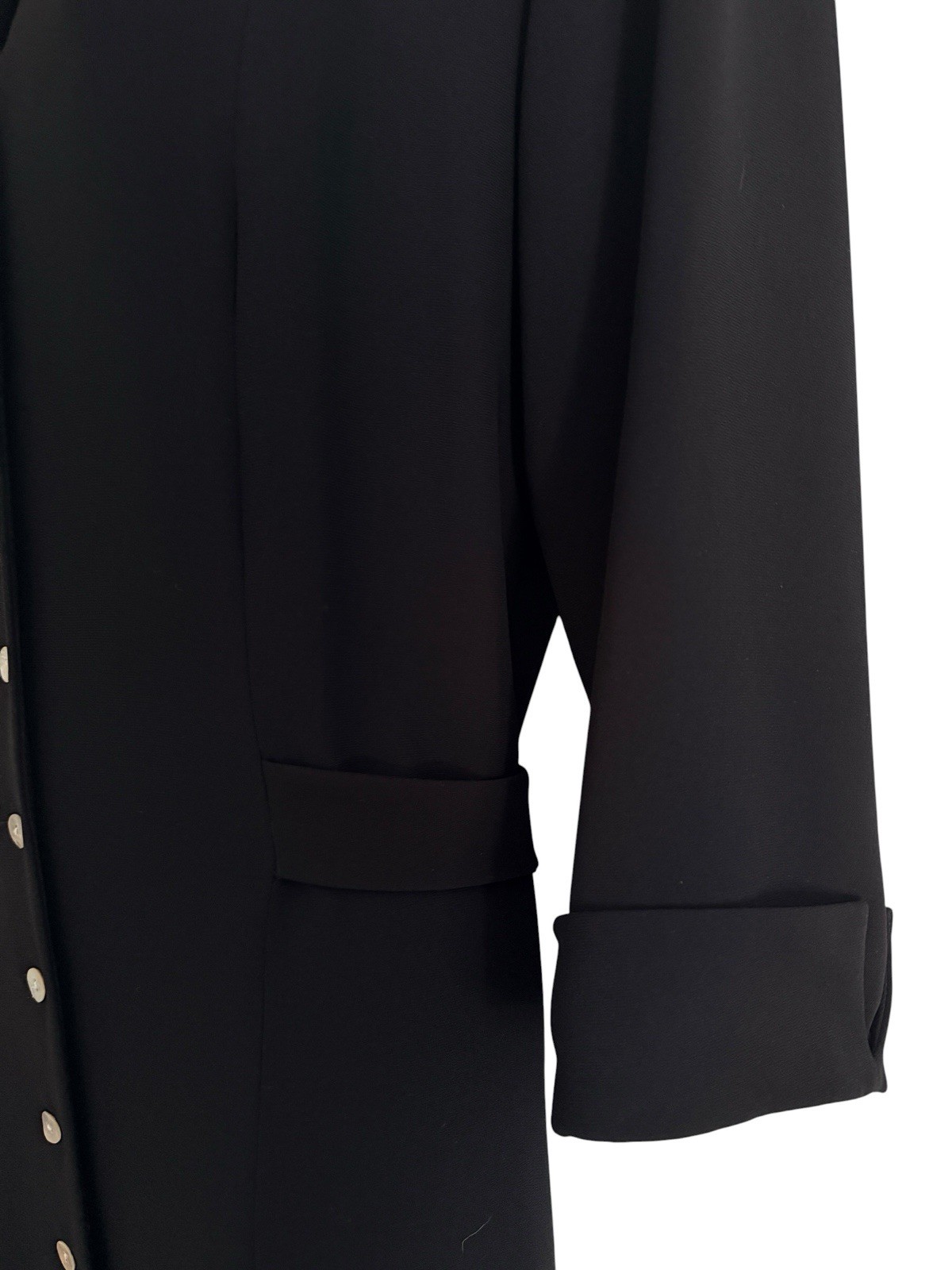 David Warren Dress 14 Black Button Front Maxi Fit Flare Minimalist Evening