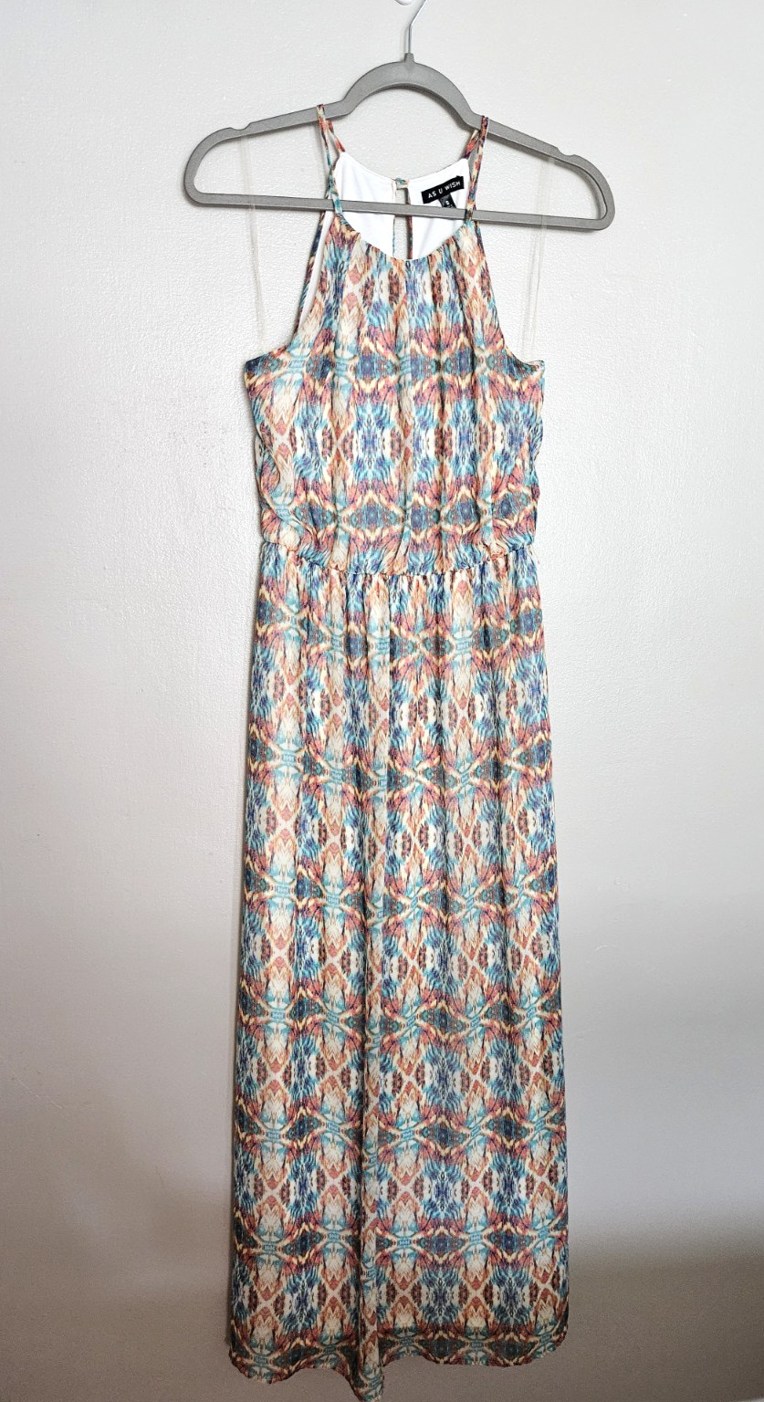 Women’s Adjustable Straps Lightweight Summer Floral Dress Size S Boho Resortwear