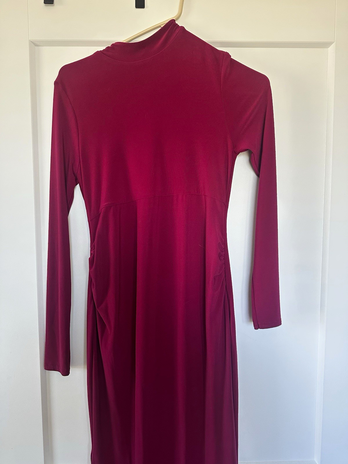 MATERNITY Burgundy Mock Neck Long Sleeve Maxi Dress