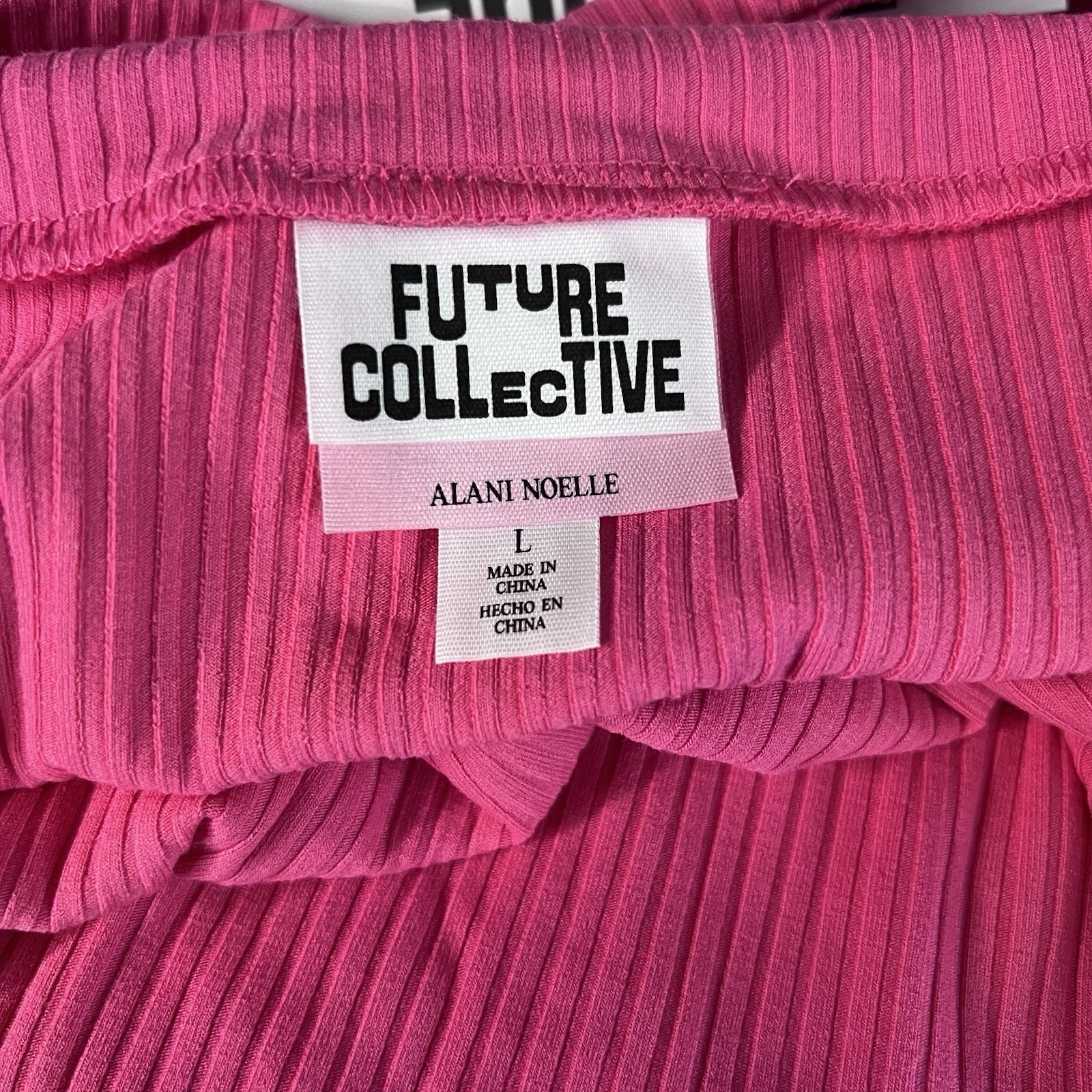 Future Collective Ribbed Halter Midi Dress Pink Size Large NWT Bodycon