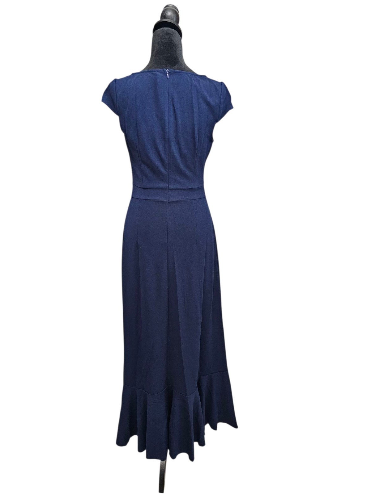 NWT Miusol Vintage Scalloped Neck Detail Ruffle Front Split Small Navy Blue