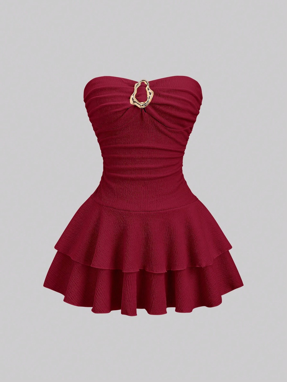 Ladies Elegant Double Layer Strapless Mini Dress