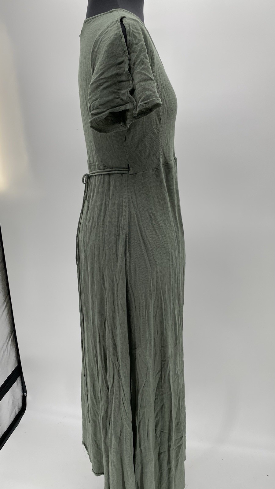 Lulus Much Obliged Wrap Maxi Dress Style RD3537A Size Small Green Short Sleeve