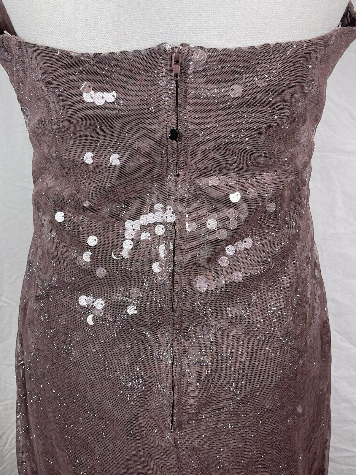 Masquerade Strapless Sequin Dress W/Lace Overlay-Purple-Sz 11/12-FREE SHIPPING
