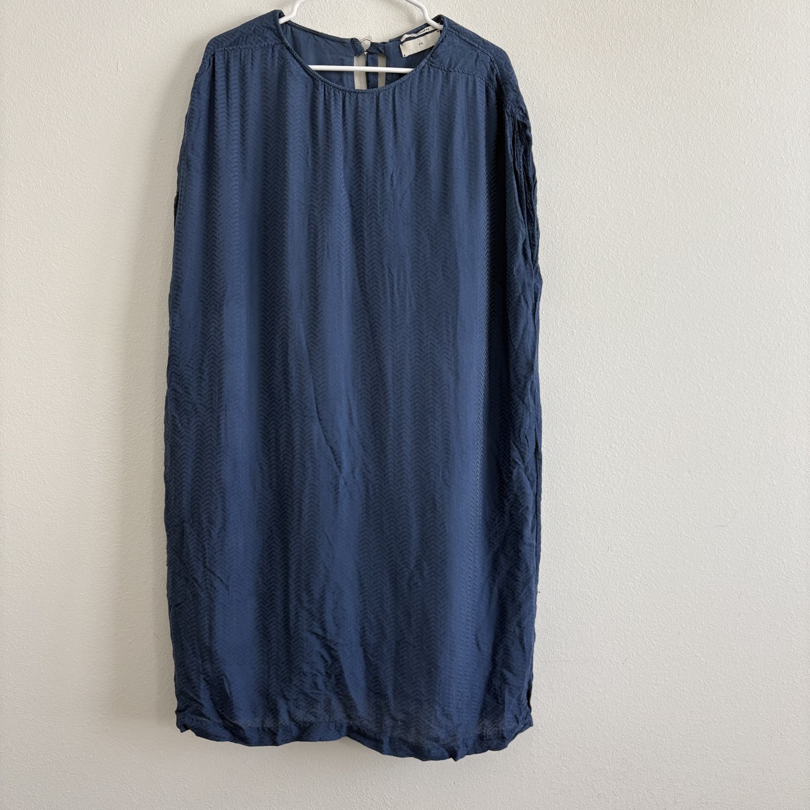 Pomandere Italy Dress Women IT 42/ US 8 Blue Shift Knee Length Satin Keyhole