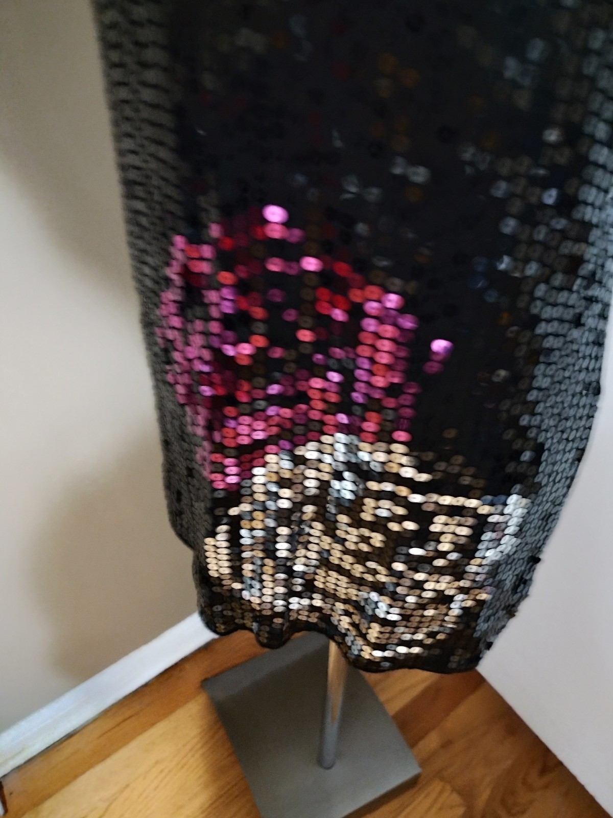 Party Evening Black, Pink and Silver Sequins Cocktail Mini Dress Women’s Sz L