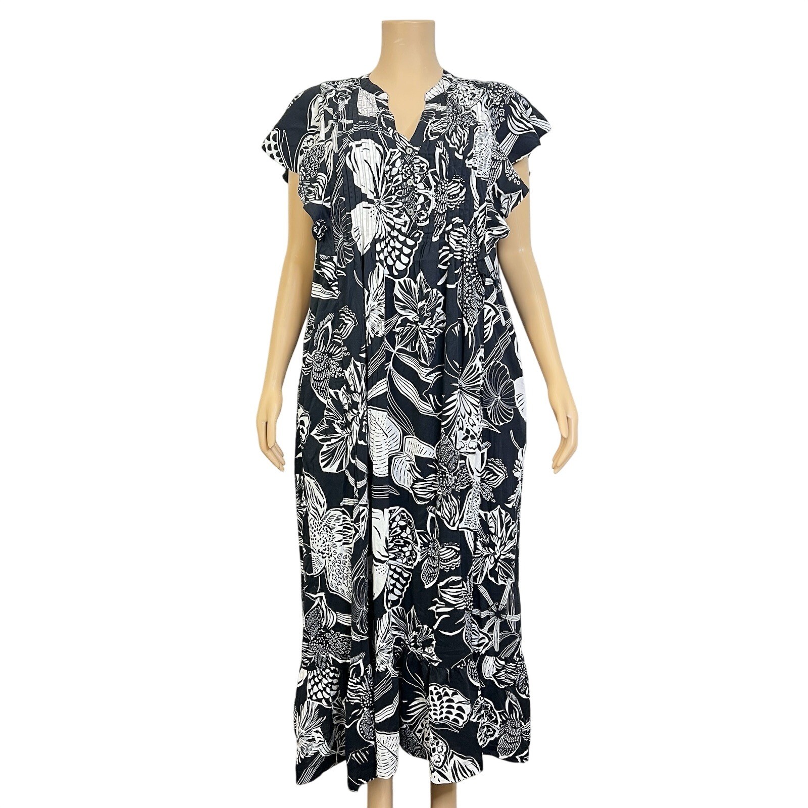 Anthropologie Maeve Cassandra Maxi Dress Ruffle Cotton Floral Boho Size Small