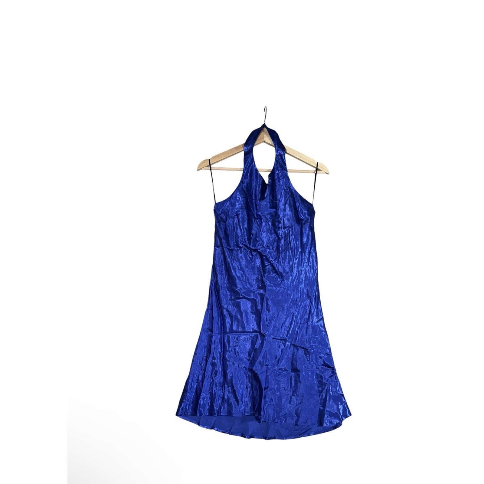 NEW Koko + Mason Mini Dress Women Sz S Blue Satin Halter Neck Sleeveless Holiday