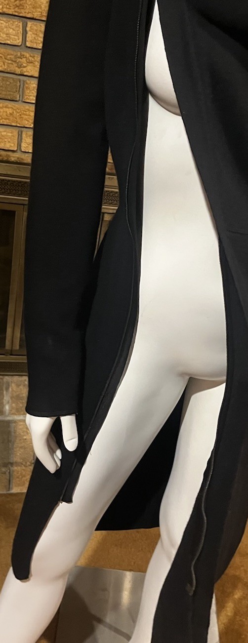 Oscar de la Renta Black Wool Cashmere Blend Dress Drape Neck Side Zip Size M