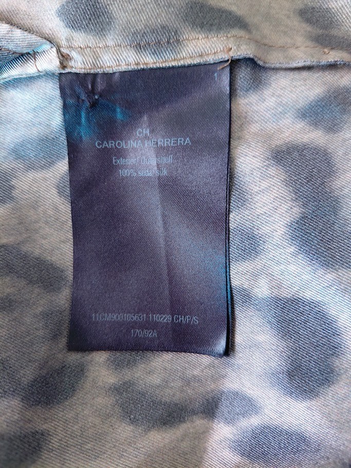 Carolina Herrera 100% silk Animal Print Brown Dress size US 14 L XL With Belt