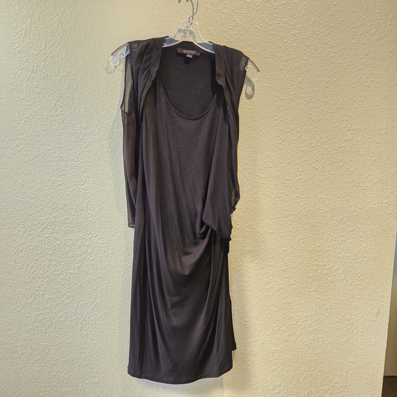 Allsaints All Saints Siri SL Sleeveless Blouson Shift Dress Layered US 6 Black
