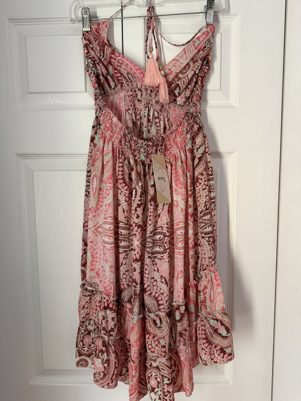 Zury Silk Blend Boho Summer Dress V-Neck, One Size, Fits S/M . NWT