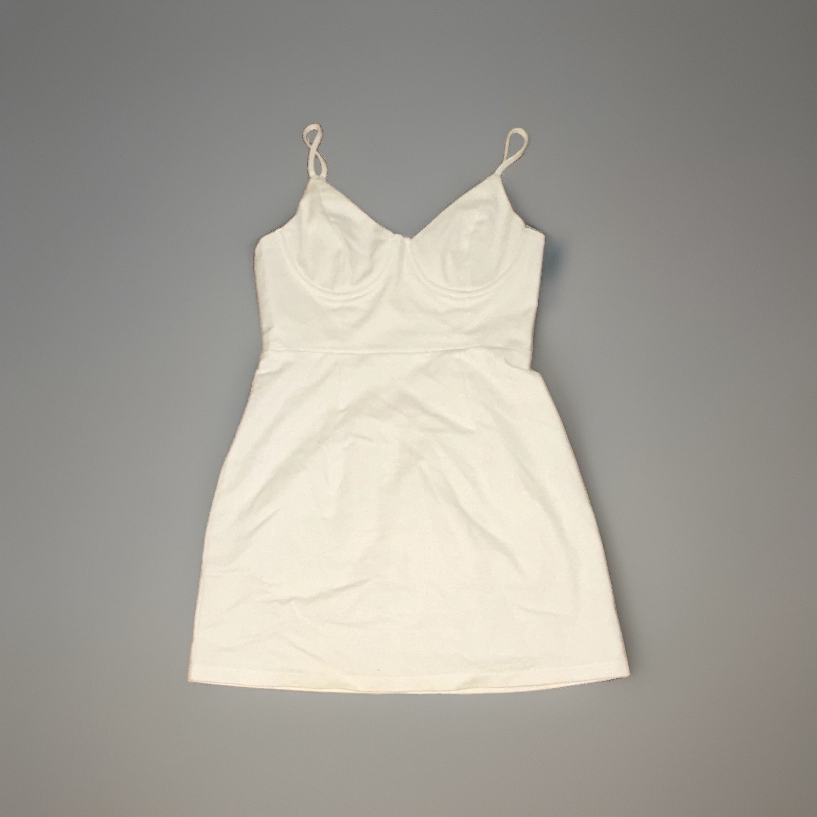 Princess Polly White corset Sweetheart Strappy bustier Knit Mini Dress Zip sz 8