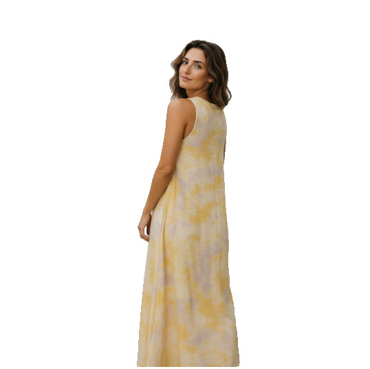 NWT VILA Maxi Dress M Yellow White Floral Halter Open Tie Back Lined Summer