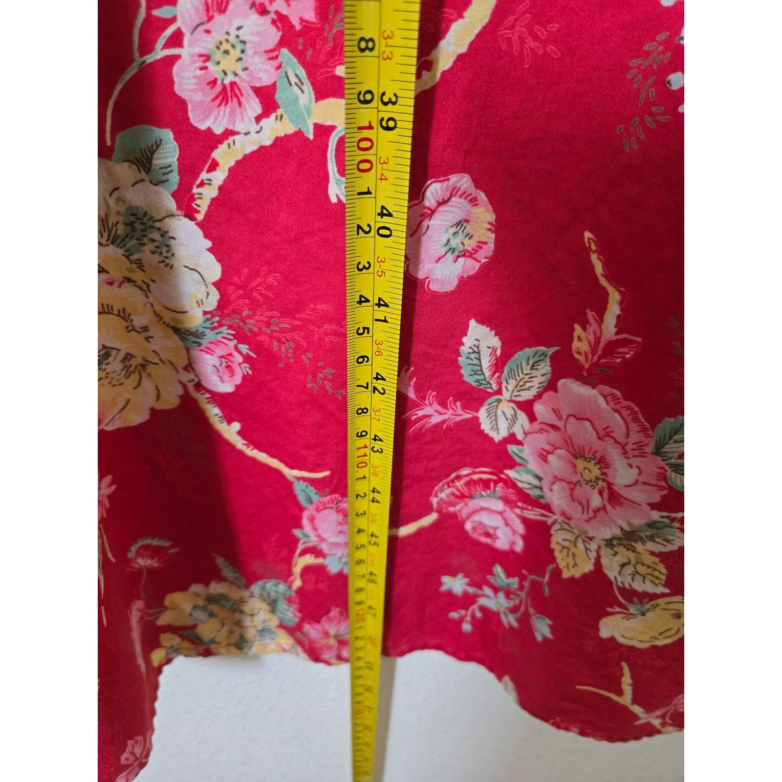 Pine Cone Hill Red Floral 100% Cotton Sleeveless Mandarin Collar Maxi Dress XL