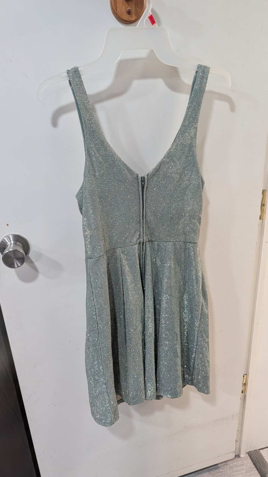 B. Smart Seafoam Glitter Strappy Mini Dress