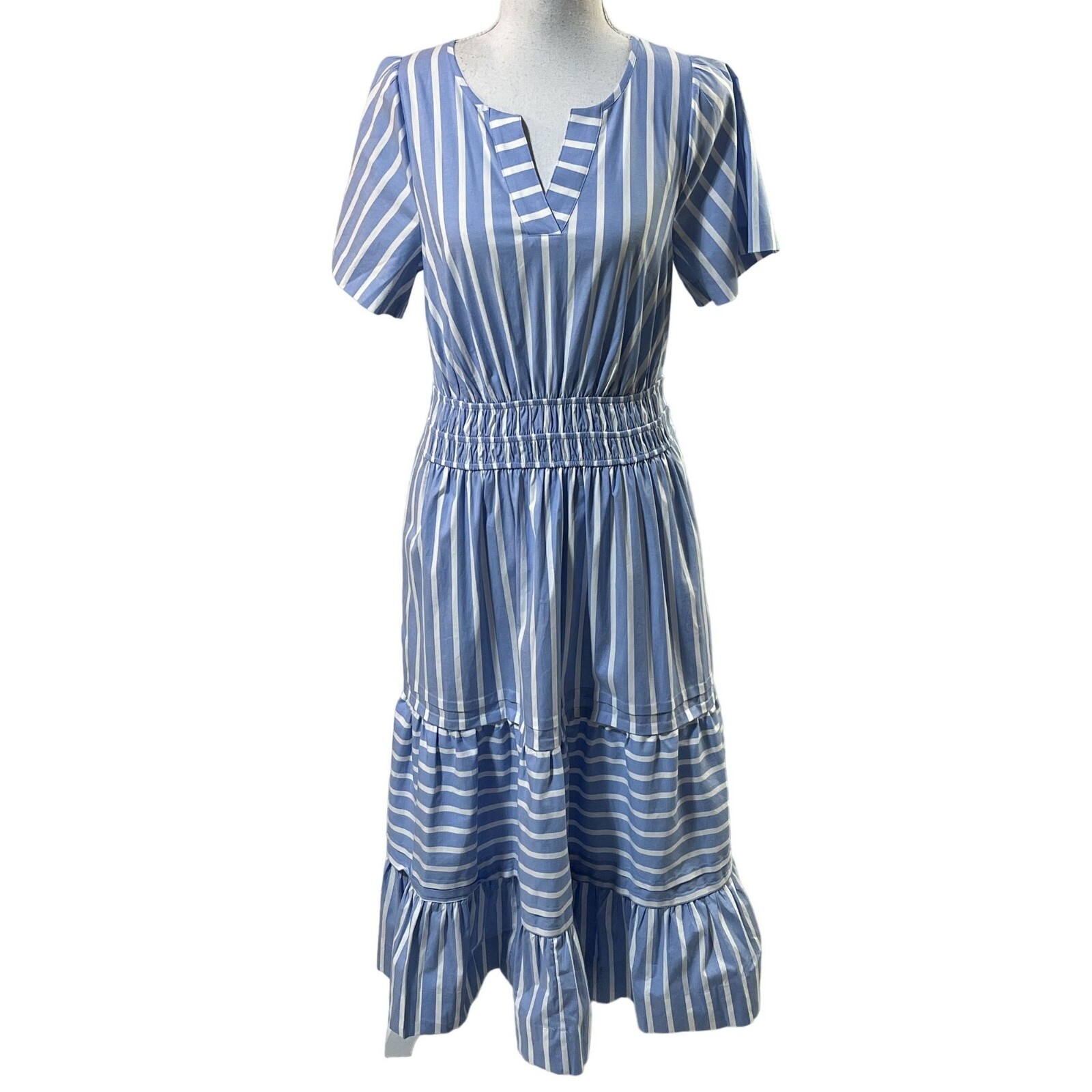 Isaac Mizrahi Live! Petite Yarn Dye Stripe Poplin Maxi Dress XXSP A646868