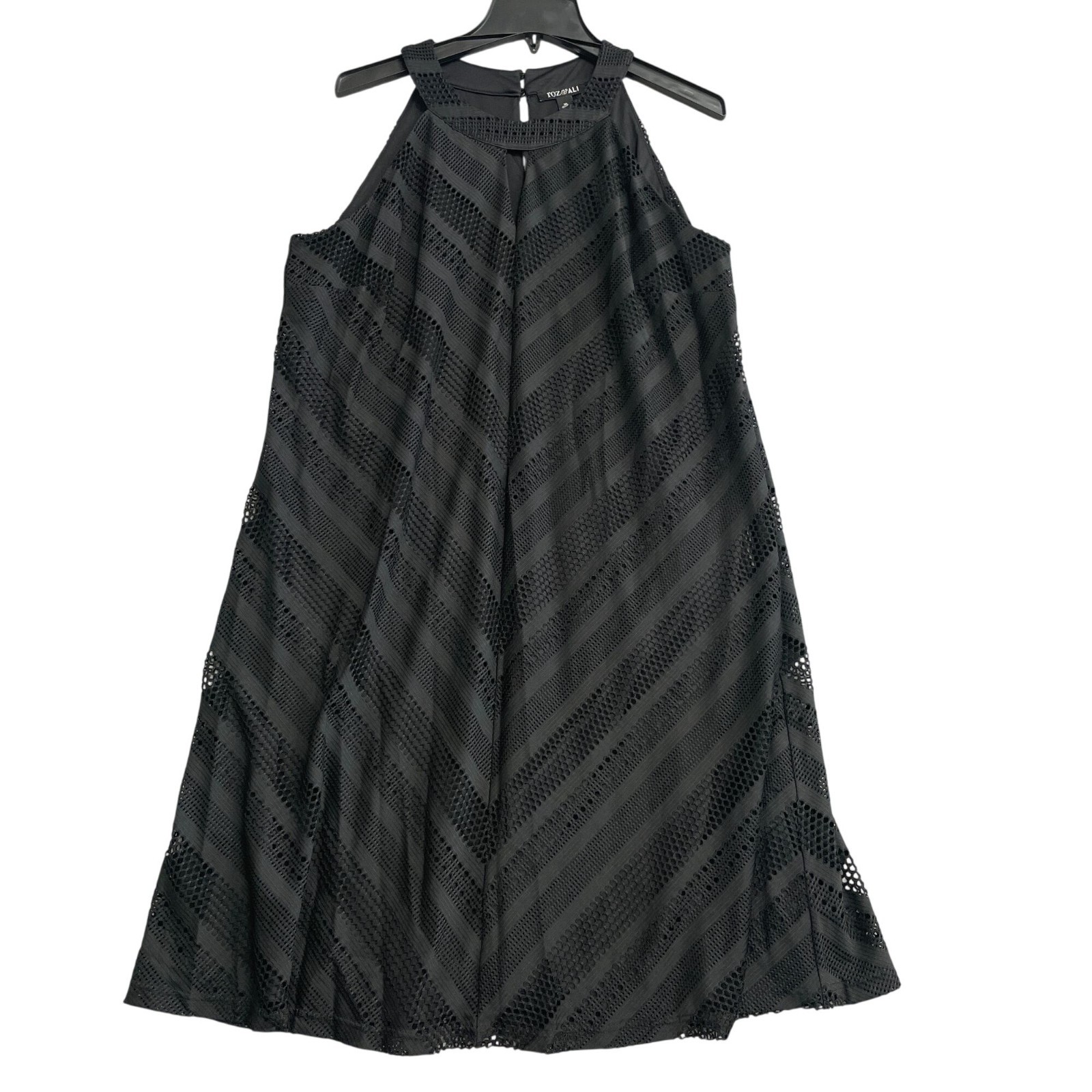 Roz & Ali XL Black Cut Out Sleeveless High neck Midi Tunic Dress P0108