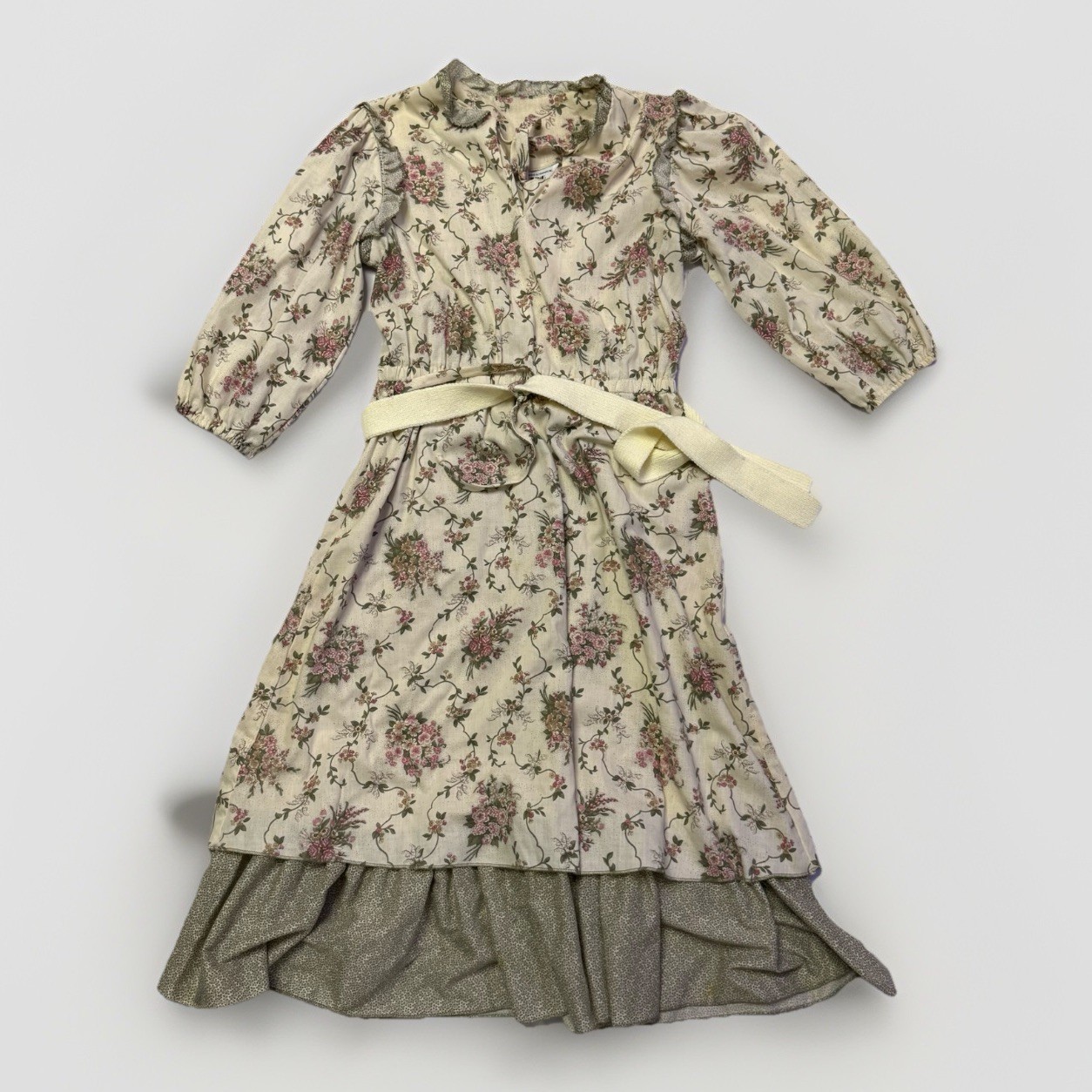 Young & Now Vintage Dress Size 11 Avril Rayon 3/4 Balloon Sleeve 42in Long