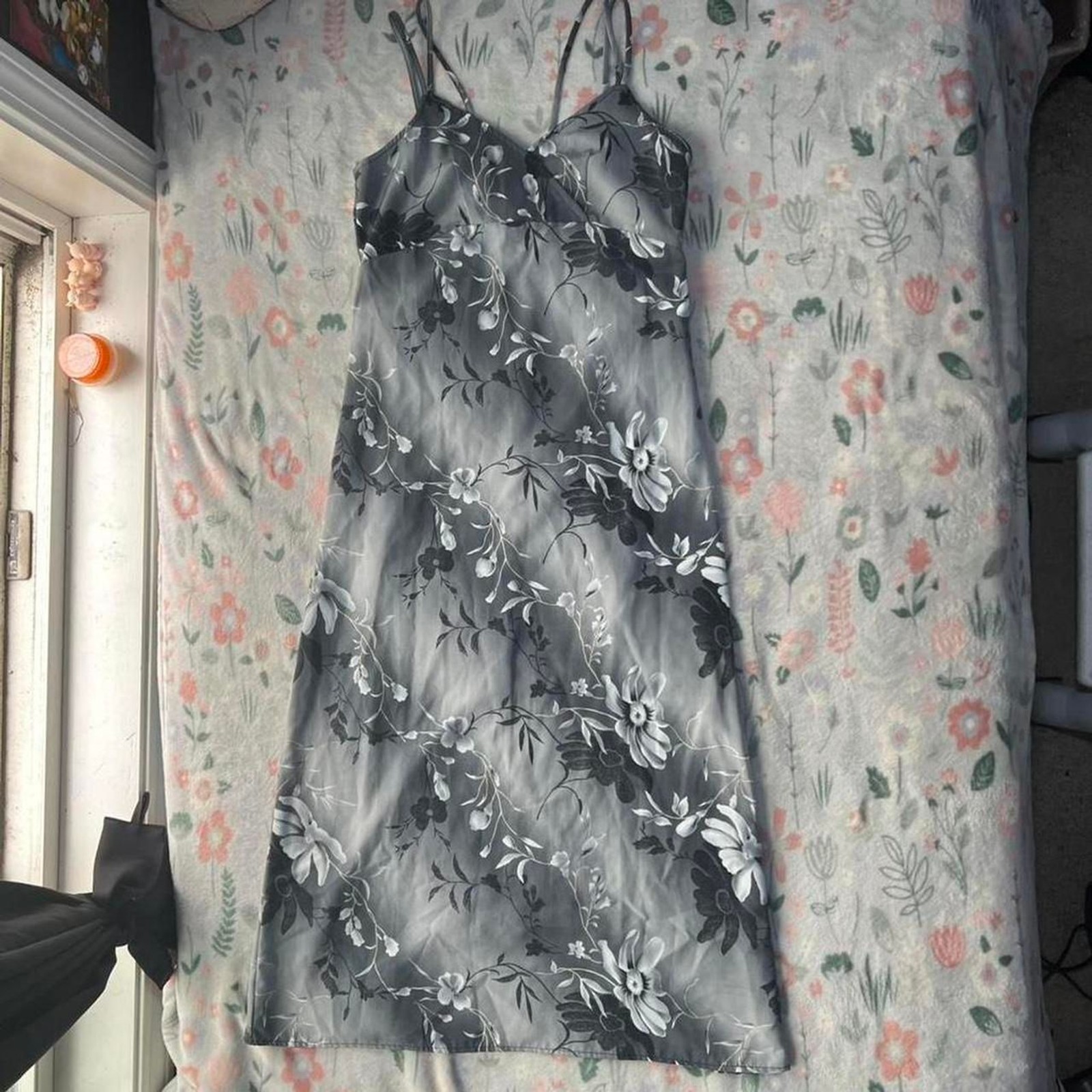 Vintage 90s Rolling Over Inc. Maxi Slip Dress S Tie Back Fairy Grunge Whimsigoth