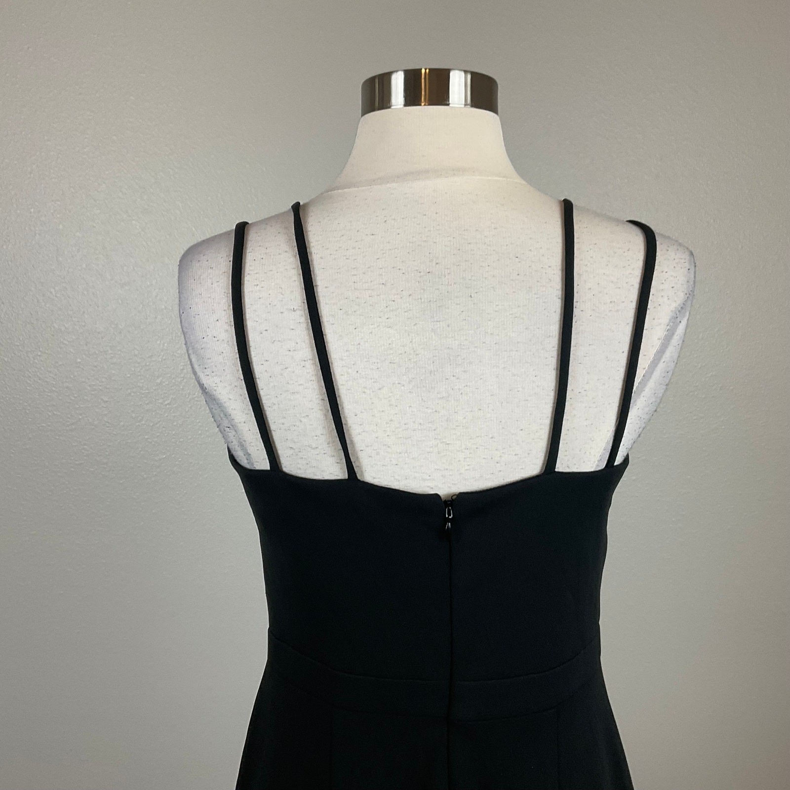 XSCAPE Black Evening Gown Ruffled High Low Sleeveless Sheath Dress Size 8