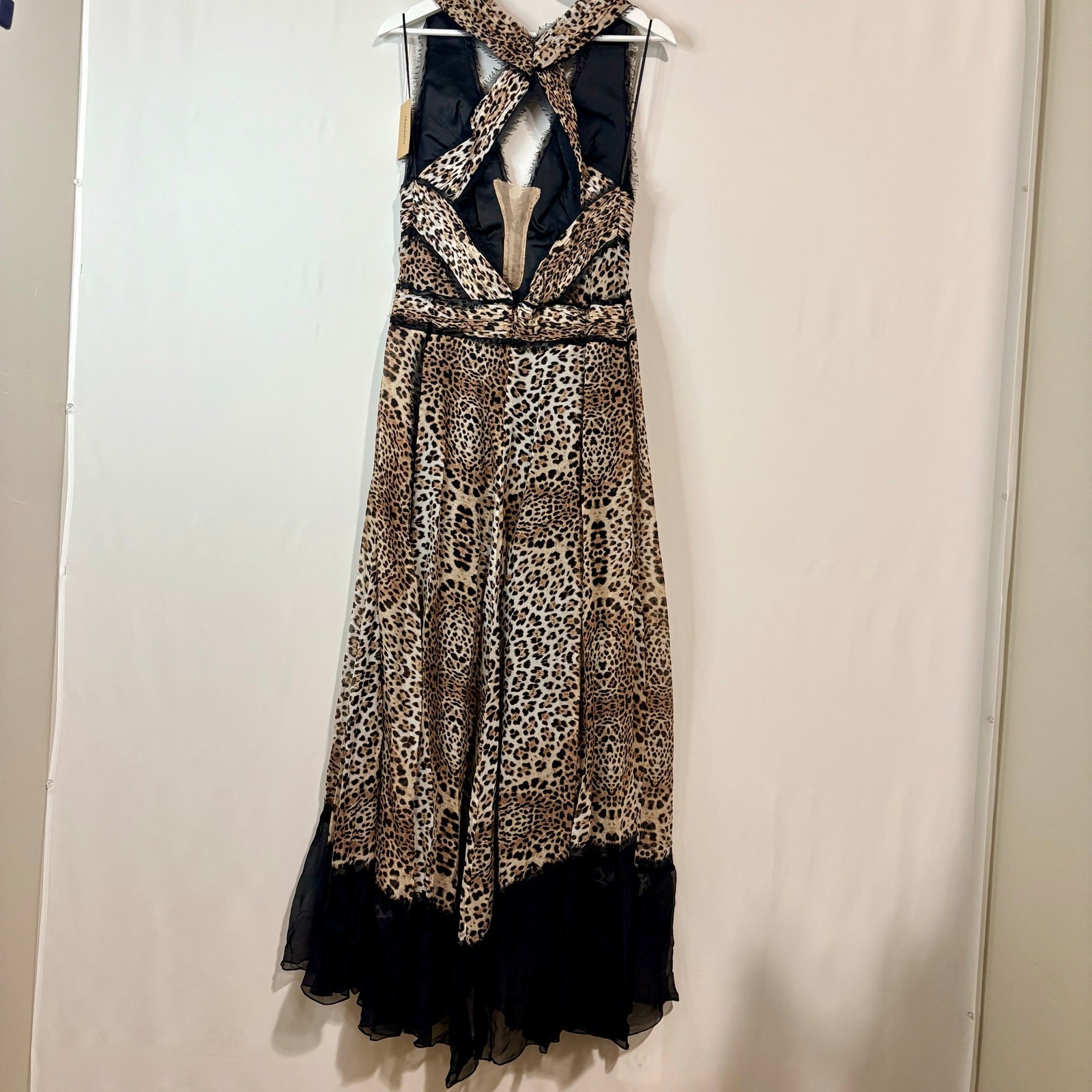 Mandalay Women’s Leopard Print Silk Maxi Evening Dress Size 12 NWT Sleeveless