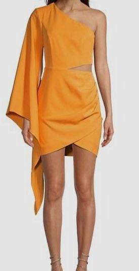 $228 Lavish Alice Women’s Orange One-Shoulder Cape Minidress Size US 2