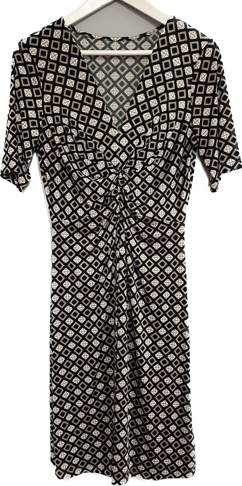 Ilse Jacobsen Geo Print A Line Soft Day Dress 34″ Bust Versatile Knee Length