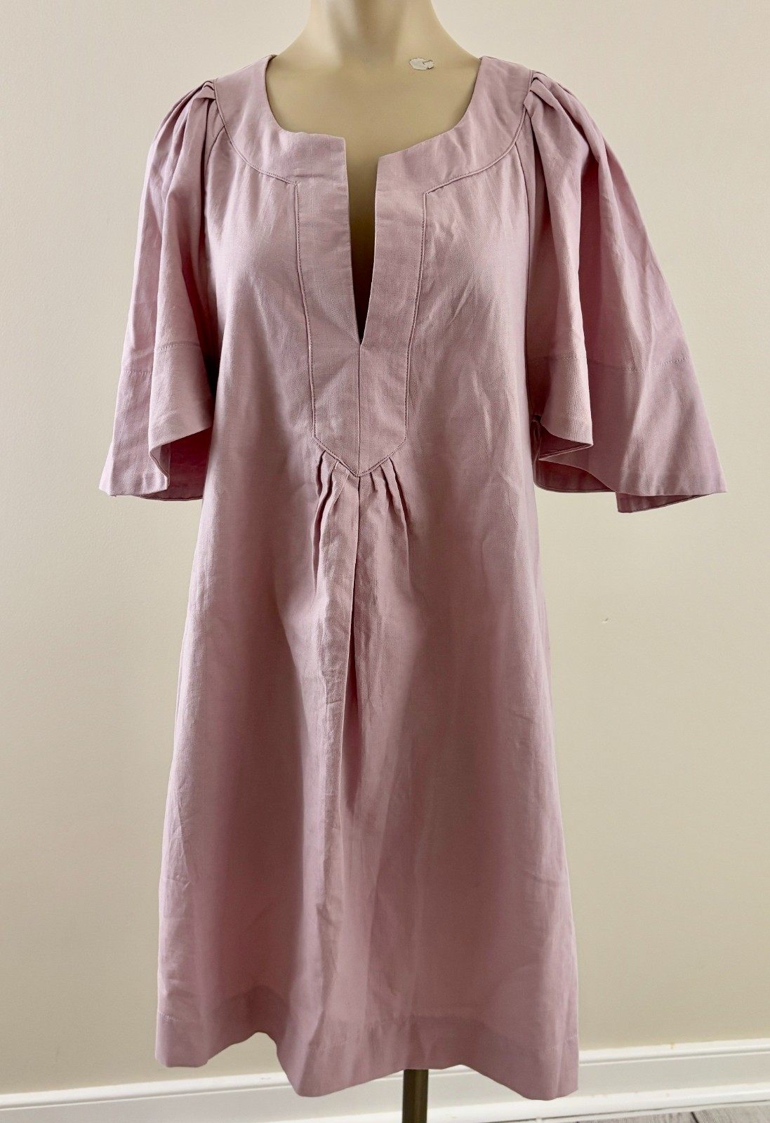 POMANDER PLACE TUCKERNUCK FINLEY Sz Small Blush Dusty Pink Flutter Sleeve Dress