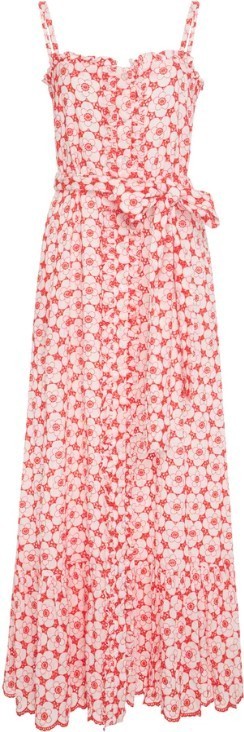 Lisa Marie Fernandez Embroidered Eyelet Dress Size 1 (US 2 4) Tomato Red Cream