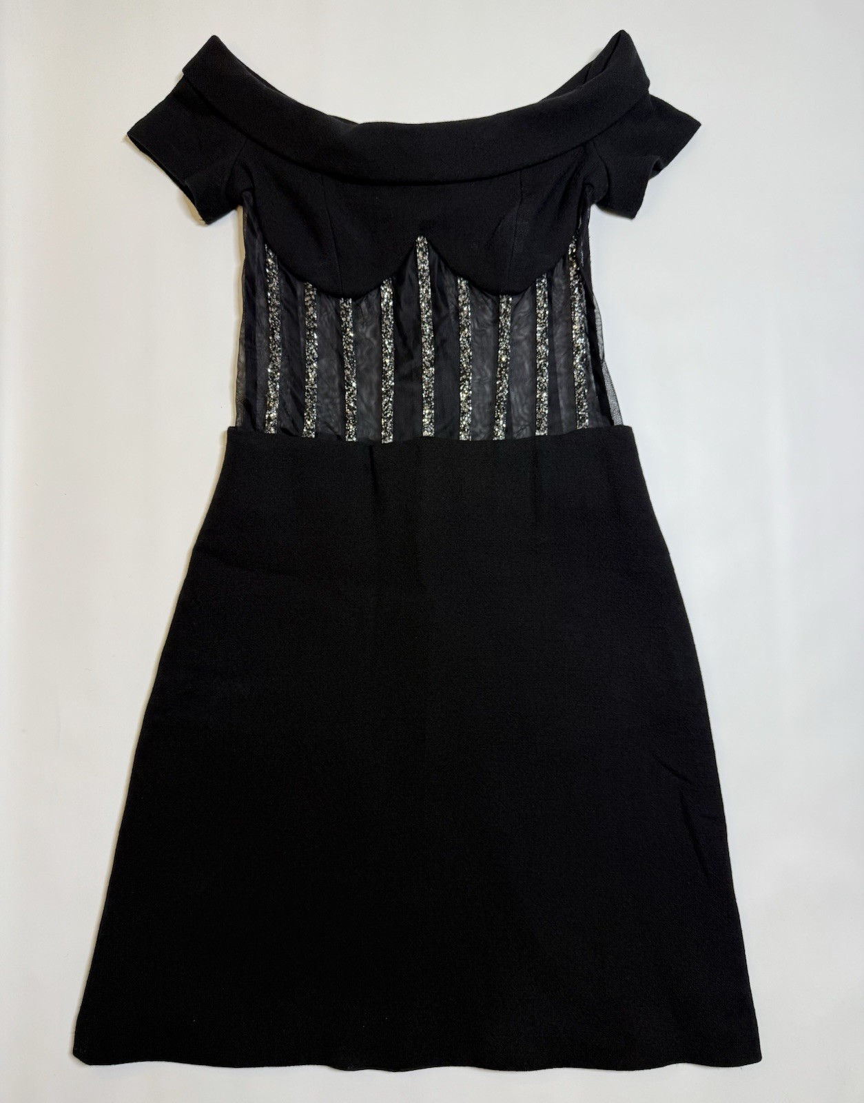 Versus Versace Off Shoulder Corset Dress Black Crystal Mesh Size US 2 #6