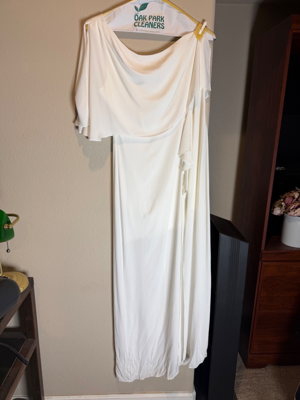 BCBGMAXAZRIA White Draped Evening Gown | Size 10 | Wedding, Reception, Formal