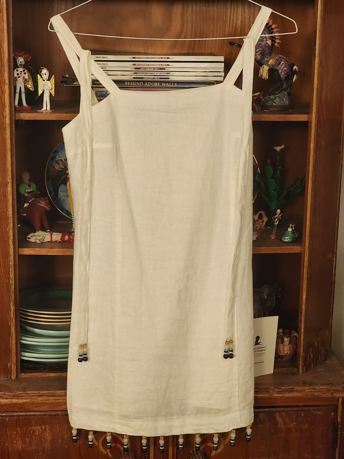 House Of Harlow 1960 White Mini Dress,Bead Trim & Tassles,Spagetti…