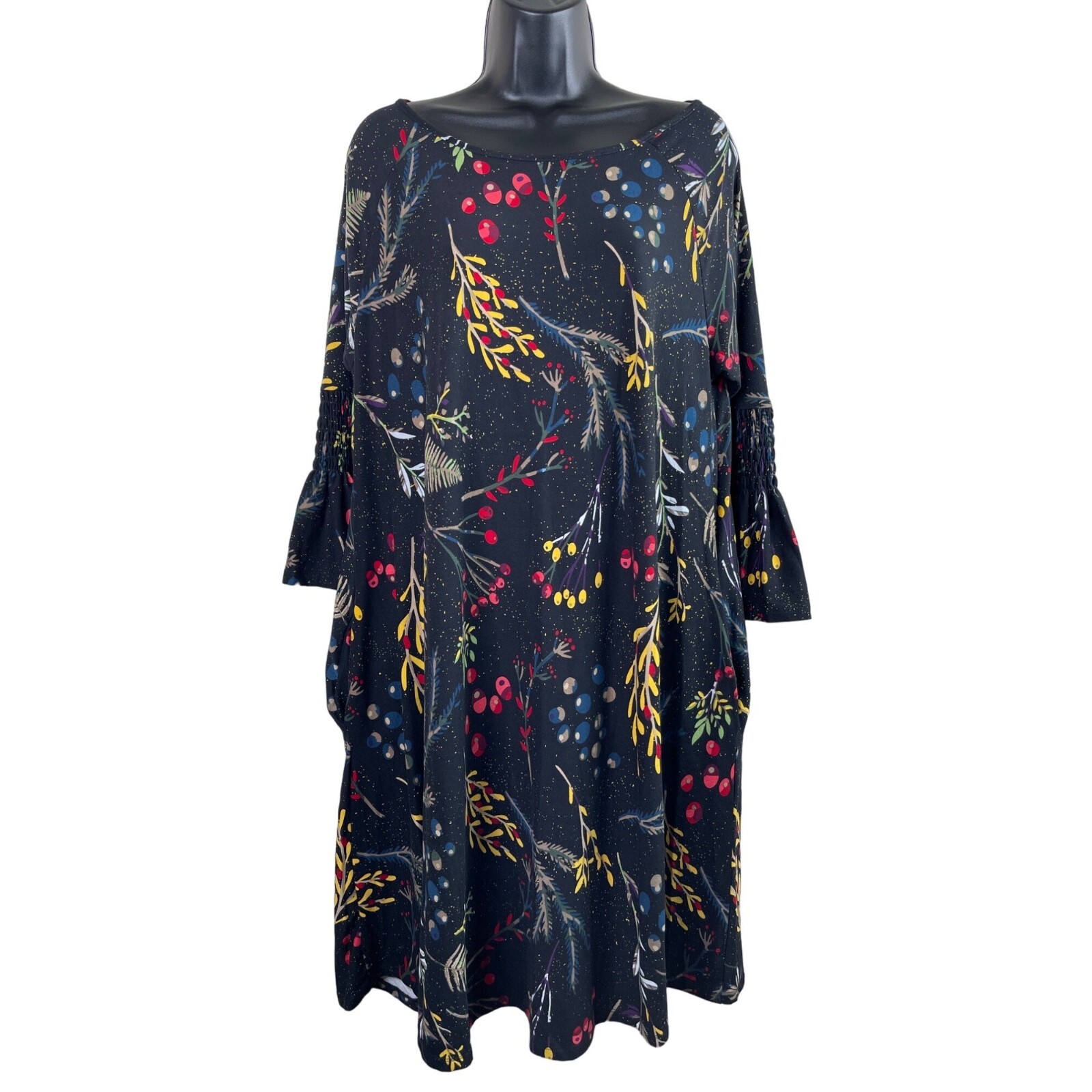 Agnes & Dora Walker Dress Womens SIze Large L Black Soft 3/4 Flared Sleeves NWT