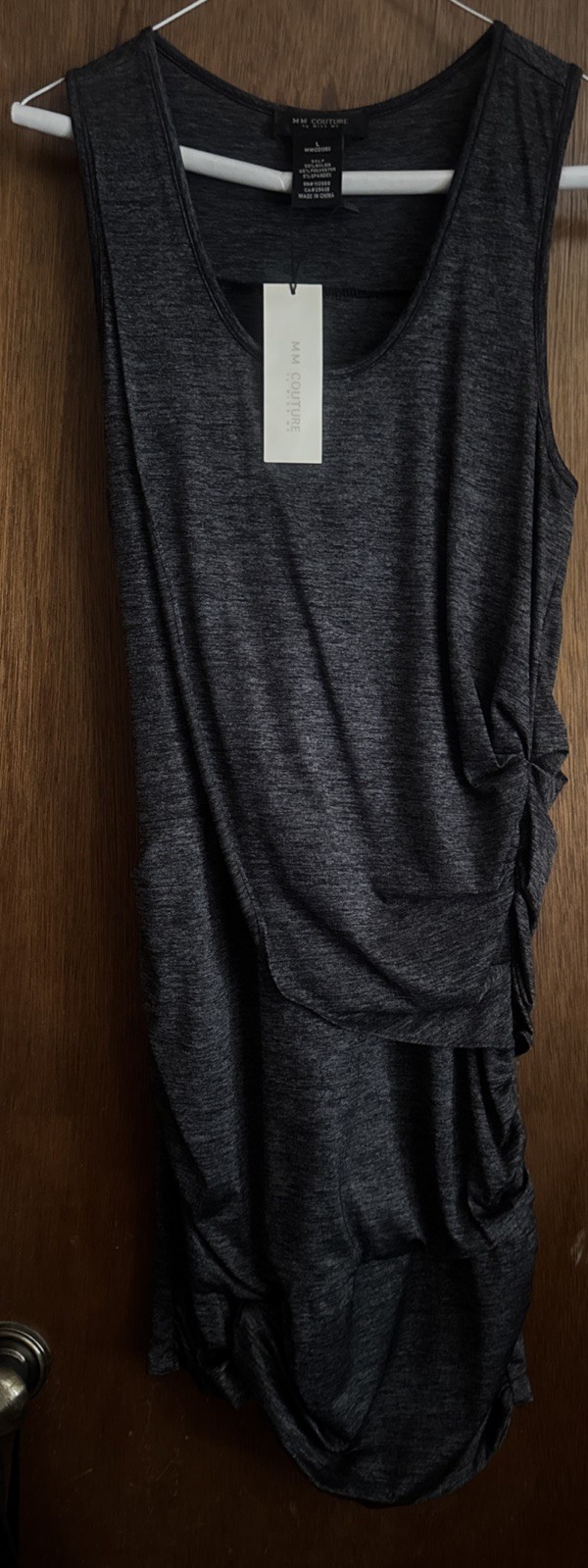 MM COUTURE by MISS ME Charcoal Gray Dress Size Large Sexy Bodycon Marled NWT