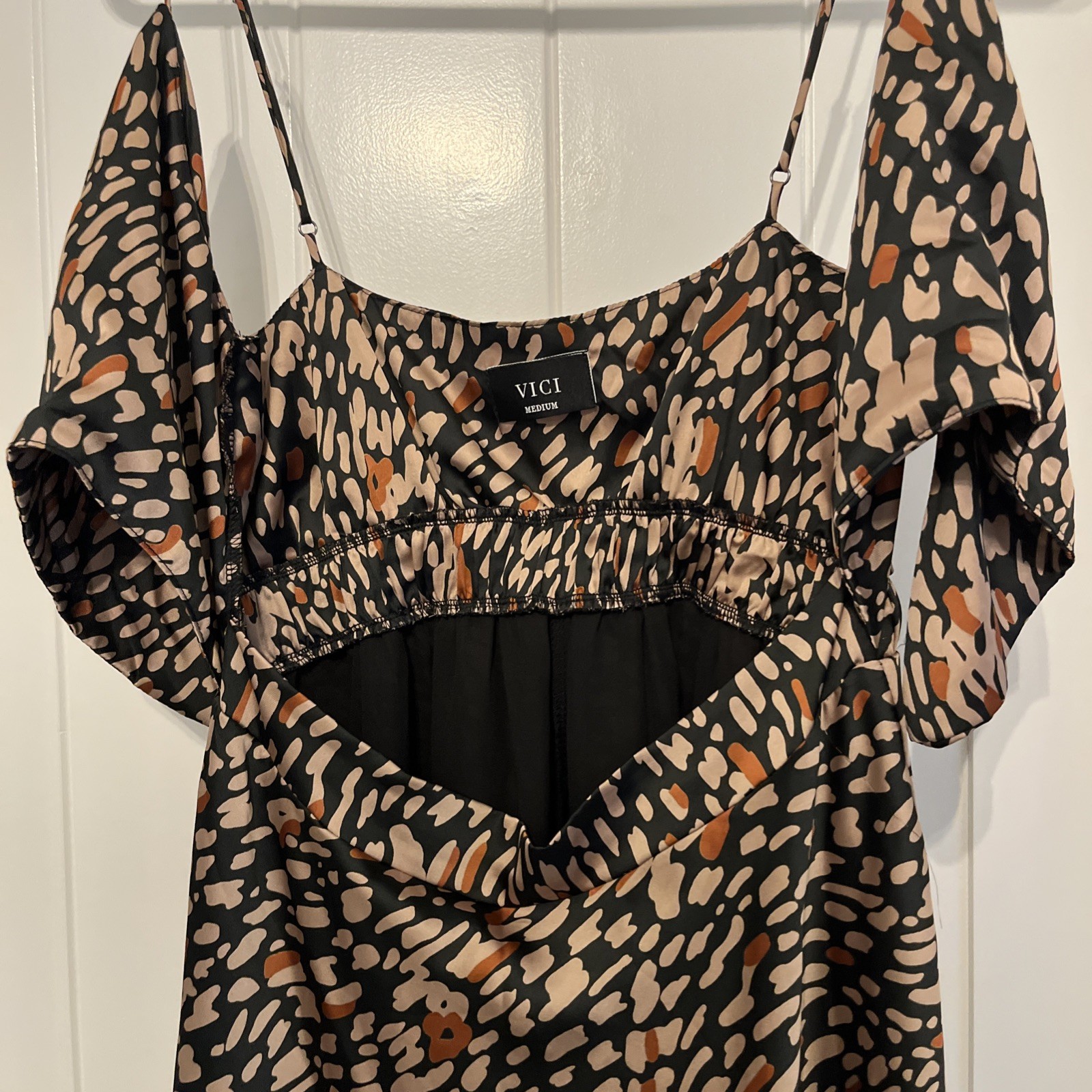 VICI Tyche Brown And Black Leopard Print Cutout Maxi Dress Size M