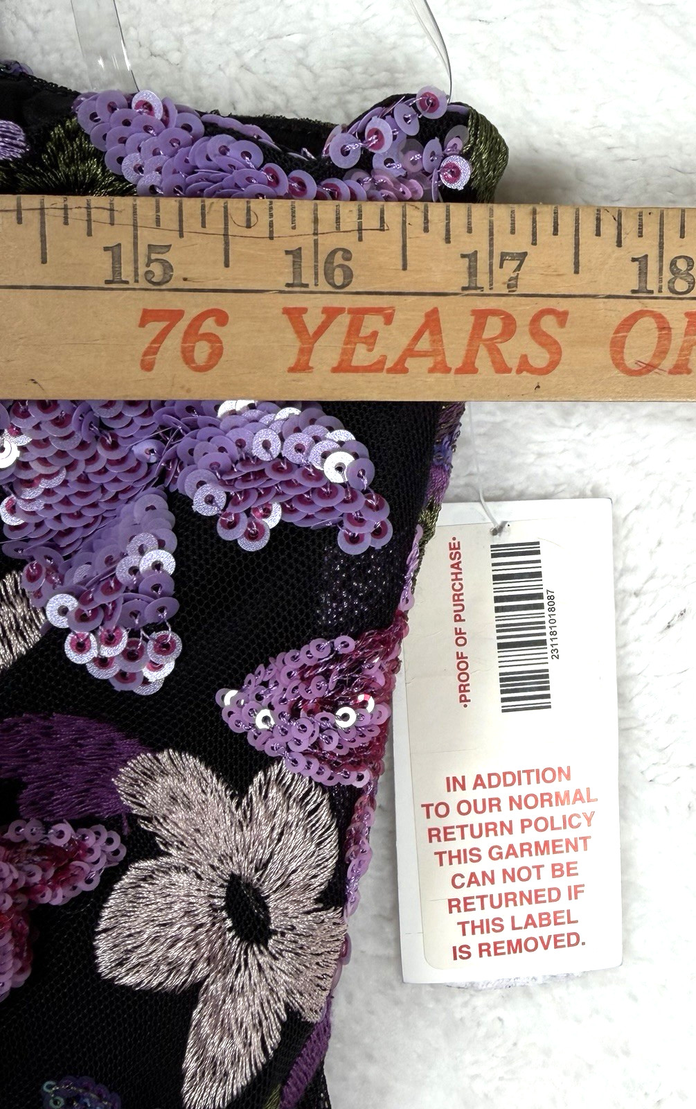 MIDNIGHT DOLL One-Shoulder Purple & Lavender Floral Sequin Embroidered Dress XL