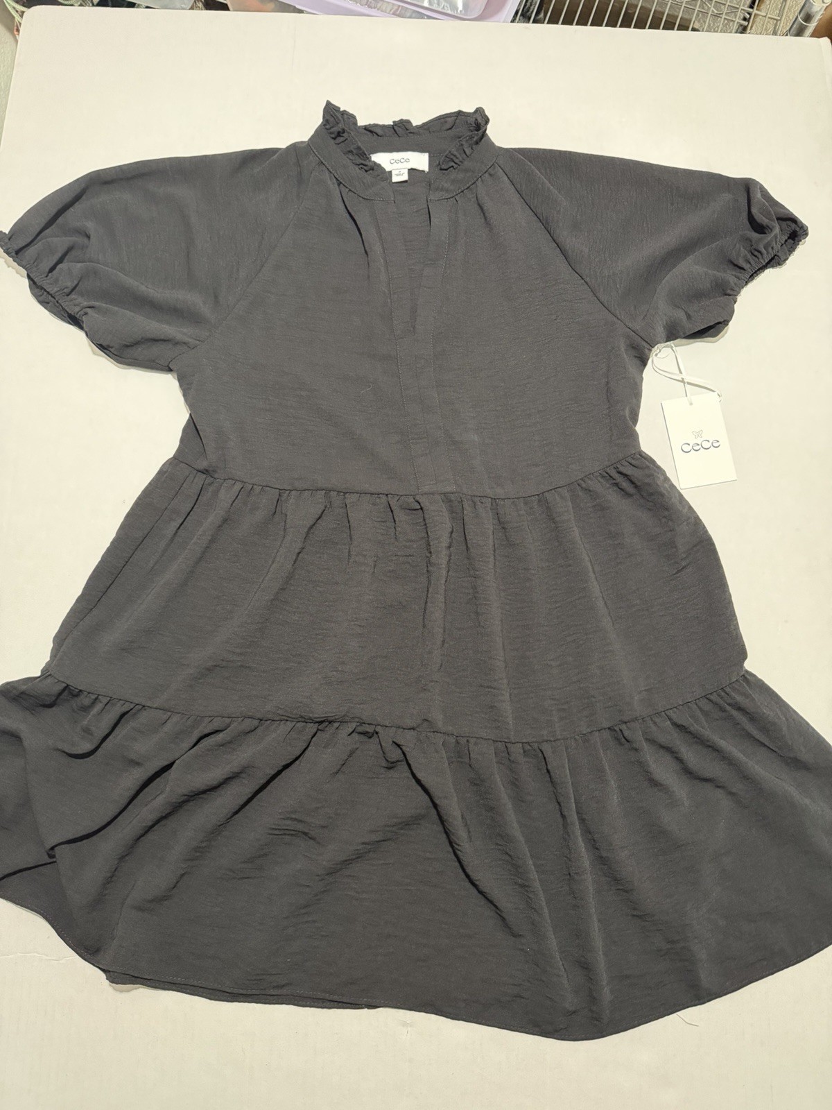 cece brand black v-neck medium length dress, women’s medium nwt