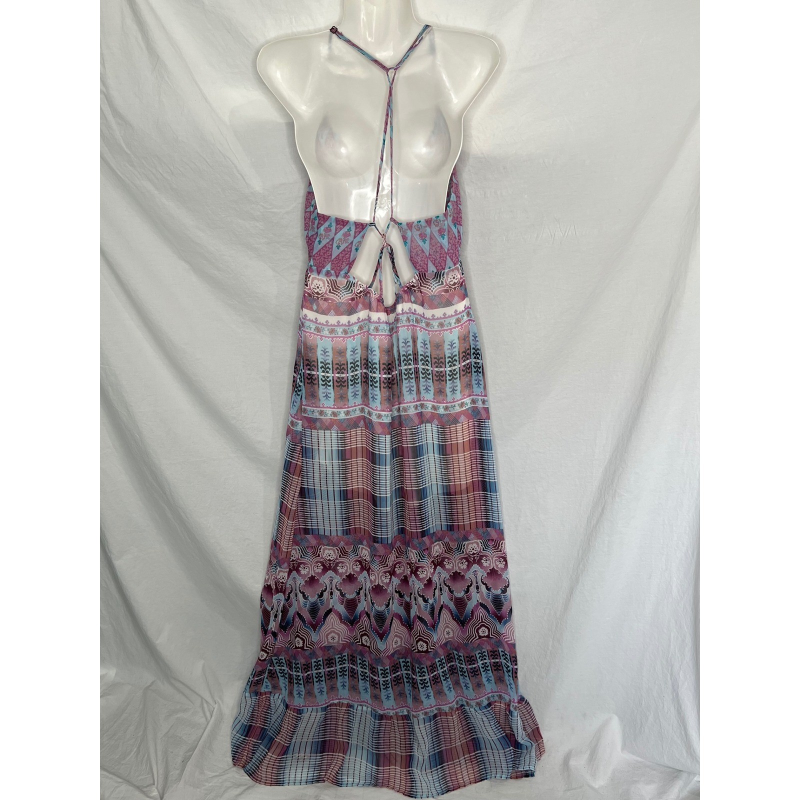 Anna Sui x O’Neill Cloudburst Purple Strappy Maxi Dress Sz M Boho Beach Festival