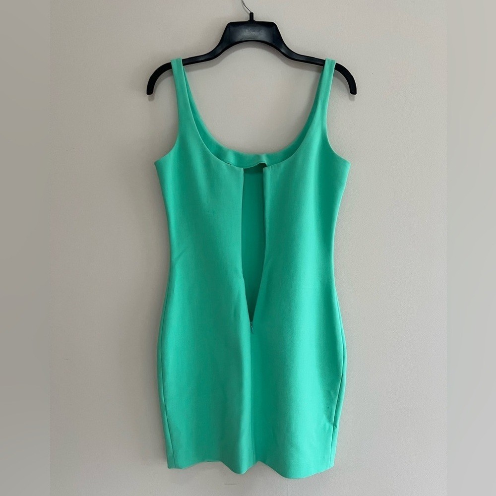 Likely Rounded Neck Body Con Unlined Sheath Sleeveless Mini Dress Aqua Green, 4