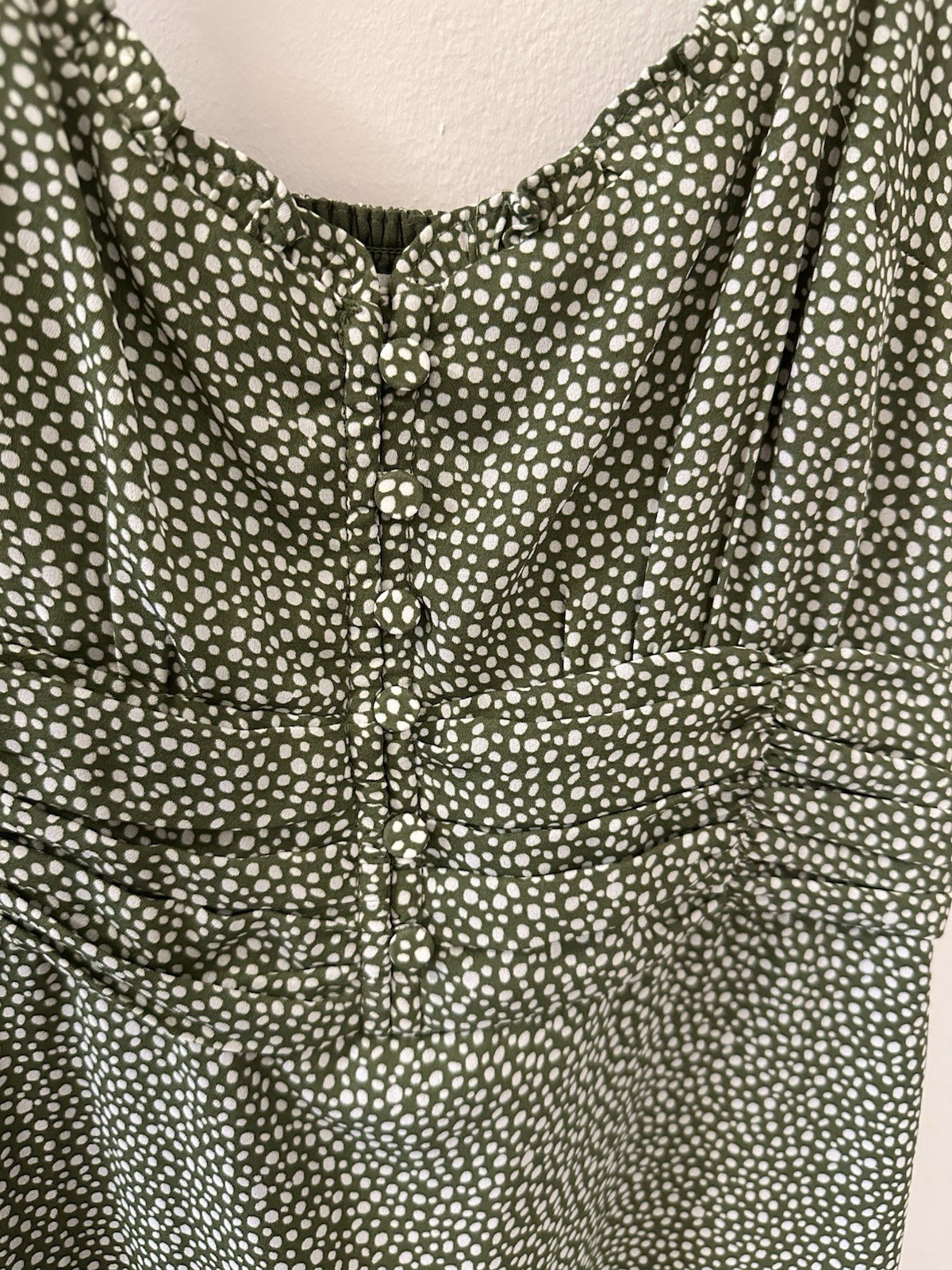 Abercrombie & Fitch Green/White Polka Dot Sleeveless Button Dress Size S