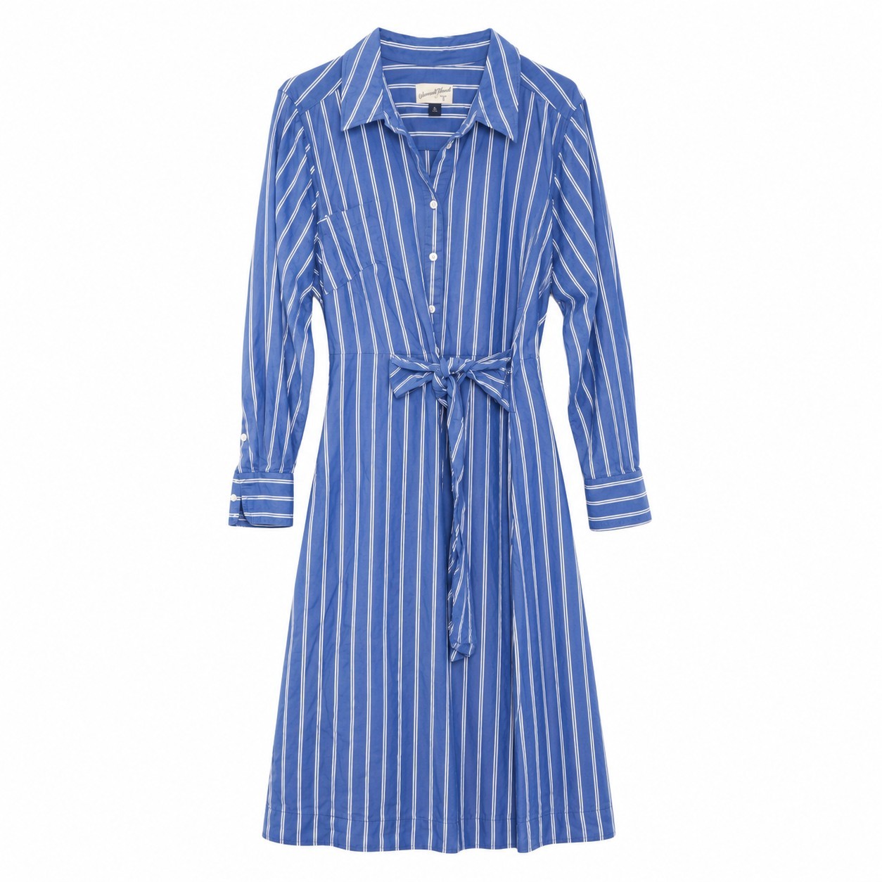 Universal Thread XXL Blue White Stripe Midi Shirt Dress Tie Waist Cotton