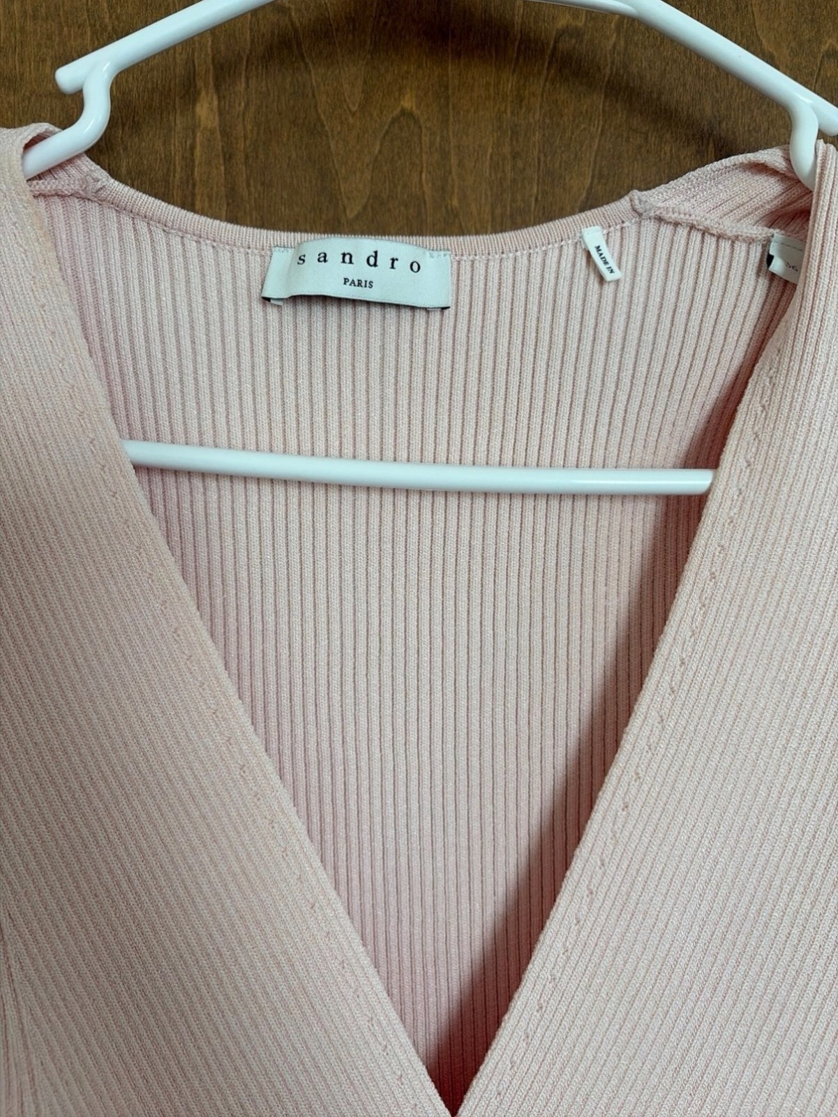 Sandro Paris Blush Pink Knit Pleated Midi Dress Women’s Size 34
