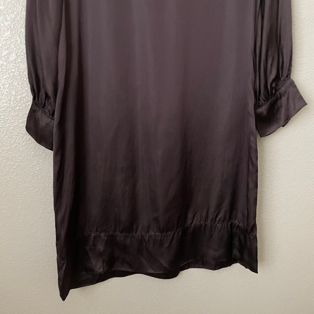 Scanlan Theodore Dress Womens Medium Brown Satin Mini Quiet Luxury Minimalist